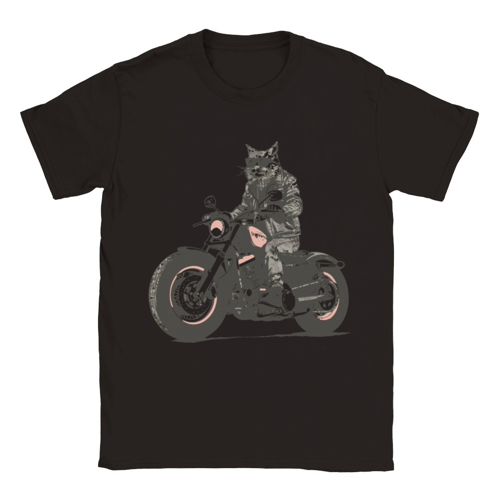 Cat Biker Motorcycle Chopper Cat Vintage Classic Kids Crewneck T-shirt