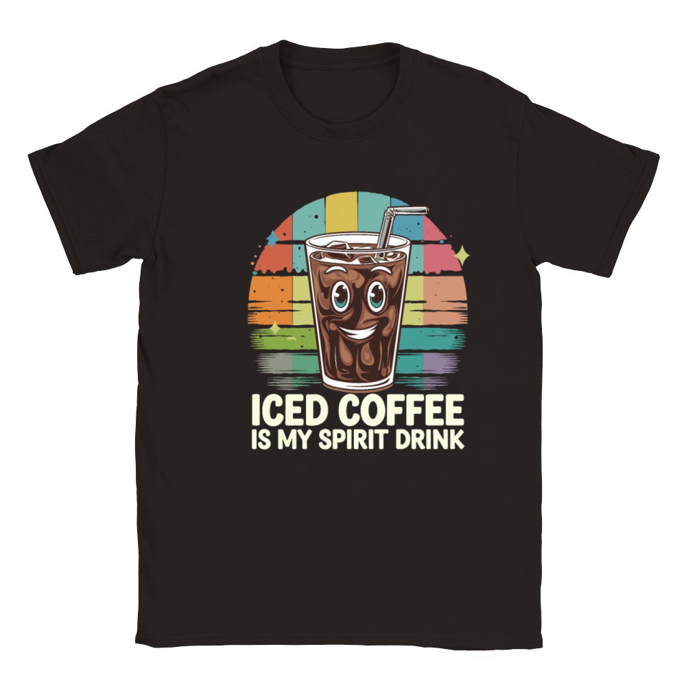 Iced Coffee Is My Spirit Drink Retro Style Classic Kids Crewneck T-shirt