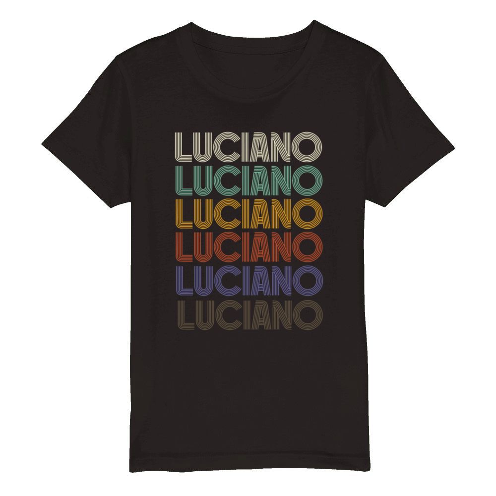 LUCIANO First Name Retro Pattern Vintage Stylet Organic Kids Crewneck T-shirt