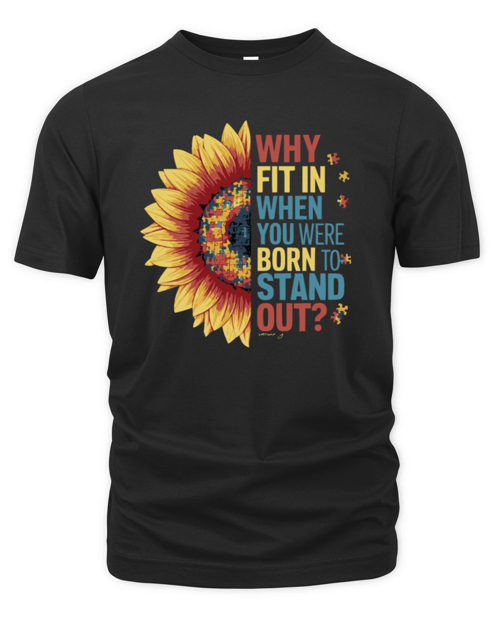 Vibrant Sunflower Puzzle T Shirt Organic Unisex T-shirt