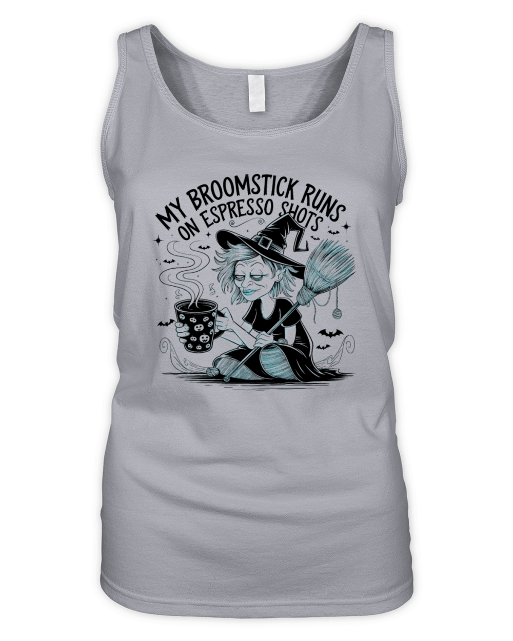 Halloween t shirt design with funny witch tee Organic Women's Tank Top