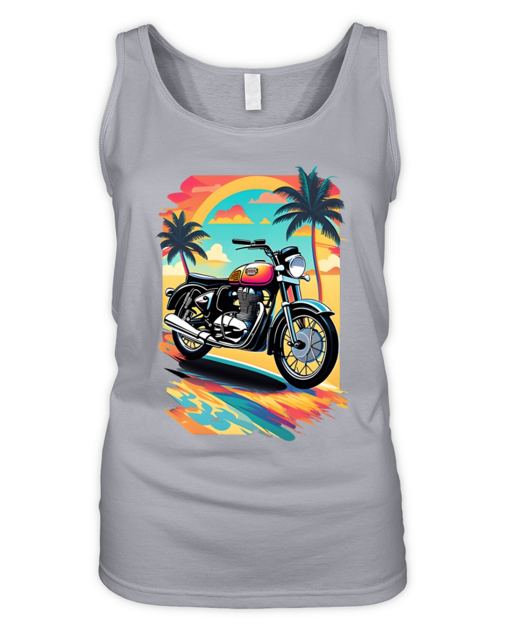 Retro motorcycle on tropical beach Organic Women's Tank Top