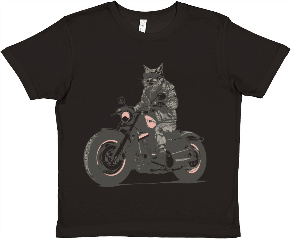 Cat Biker Motorcycle Chopper Cat Vintage Premium Kids Crewneck T-shirt