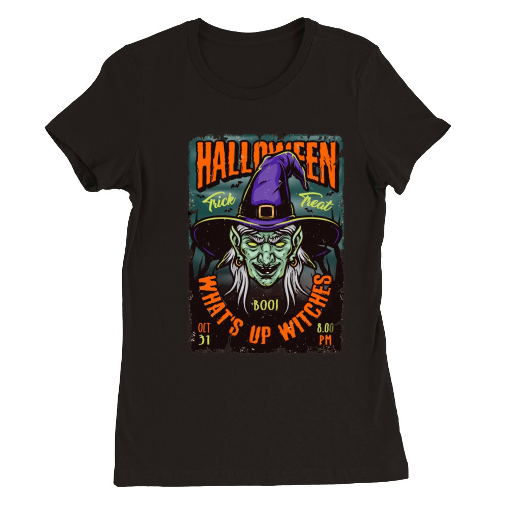 Vintage Halloween Witch Premium Womens Crewneck T-shirt