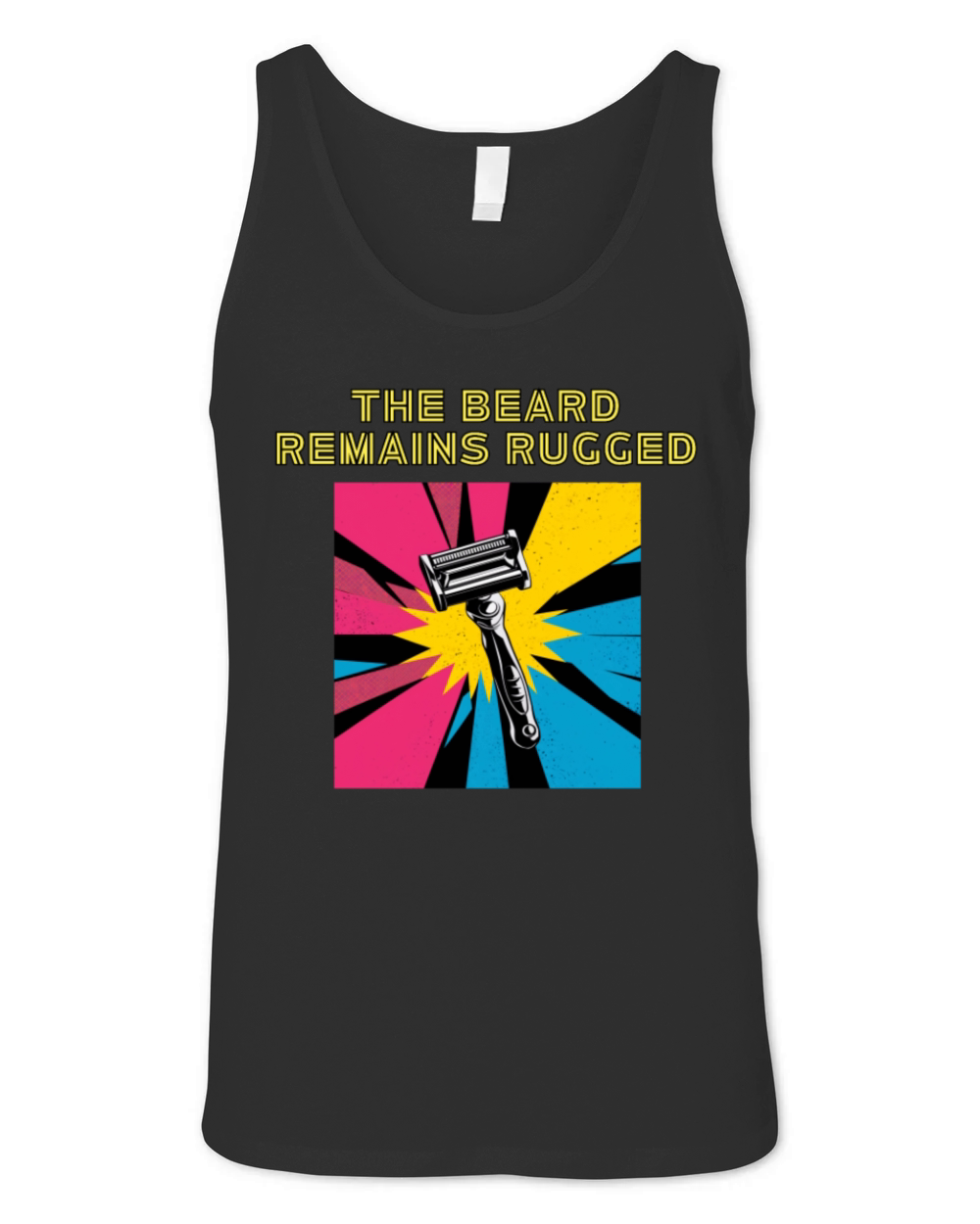The Beard Remains Rugged Vintage Shaver Design Unisex Jersey Tank