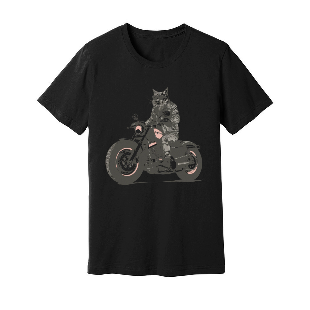 Cat Biker Motorcycle Chopper Cat Vintage Unisex Jersey Tee