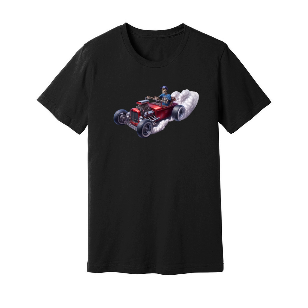 Skeleton Hot Rod Racer Unisex Jersey Tee