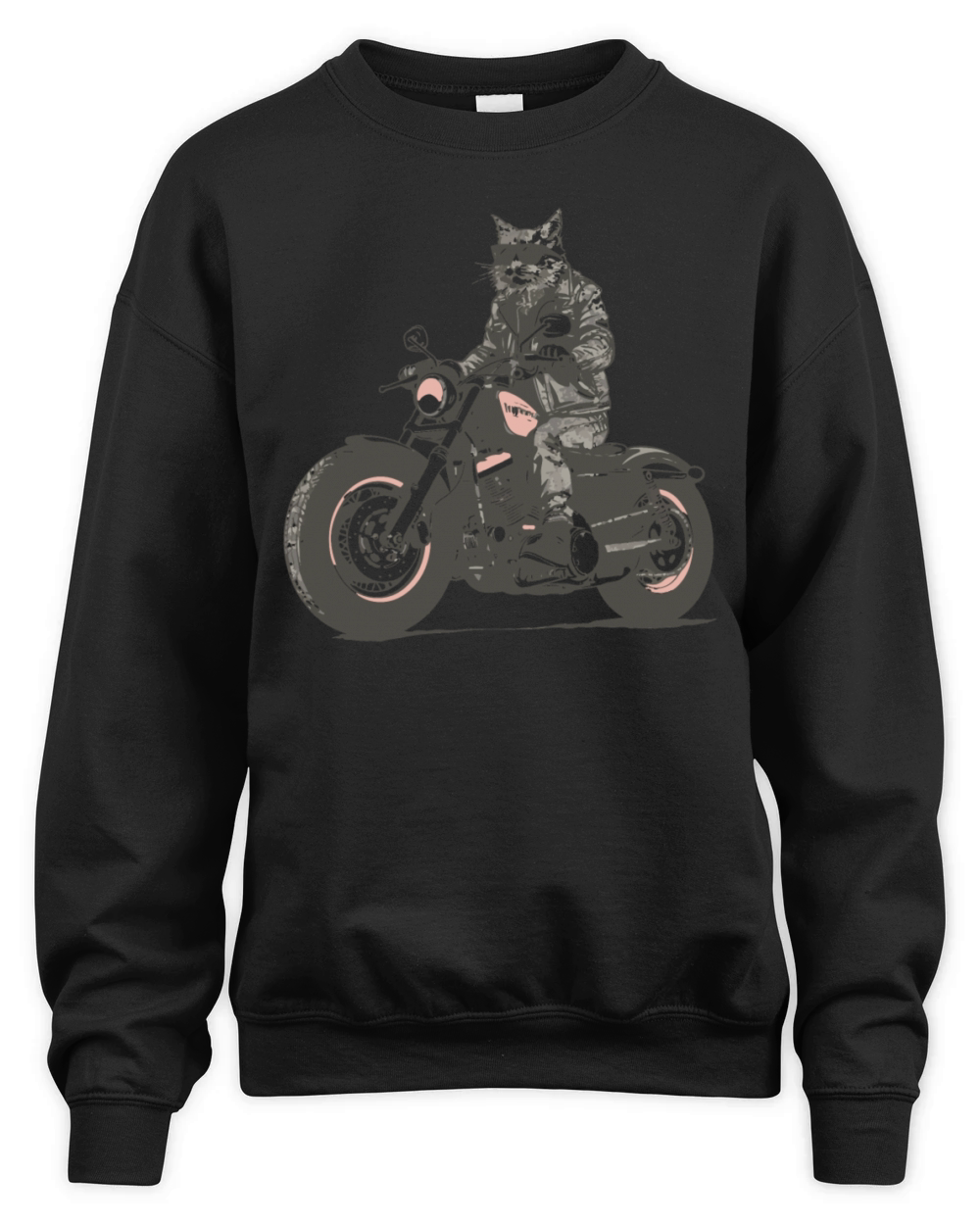 Cat Biker Motorcycle Chopper Cat Vintage Unisex Premium Crewneck Sweatshirt
