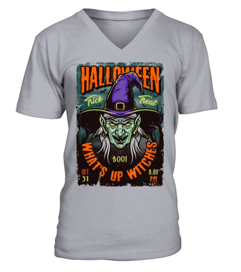 Vintage Halloween Witch V-Neck T-shirt