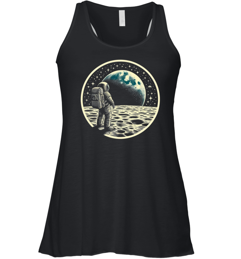 Retro astronaut watching stars space adventure 5 Women's Flowy Tank Top