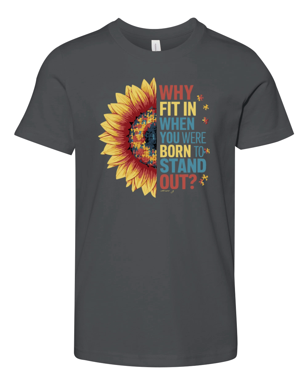 Vibrant Sunflower Puzzle T Shirt Youth Unisex Jersey Tee