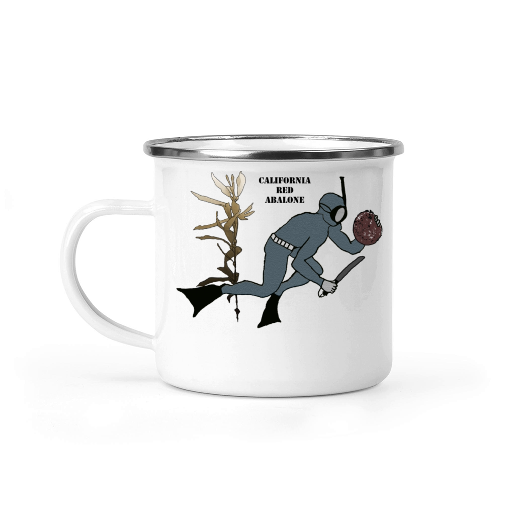 Vintage Freediving Diver with Abalone and Kelp URM Camping Mug