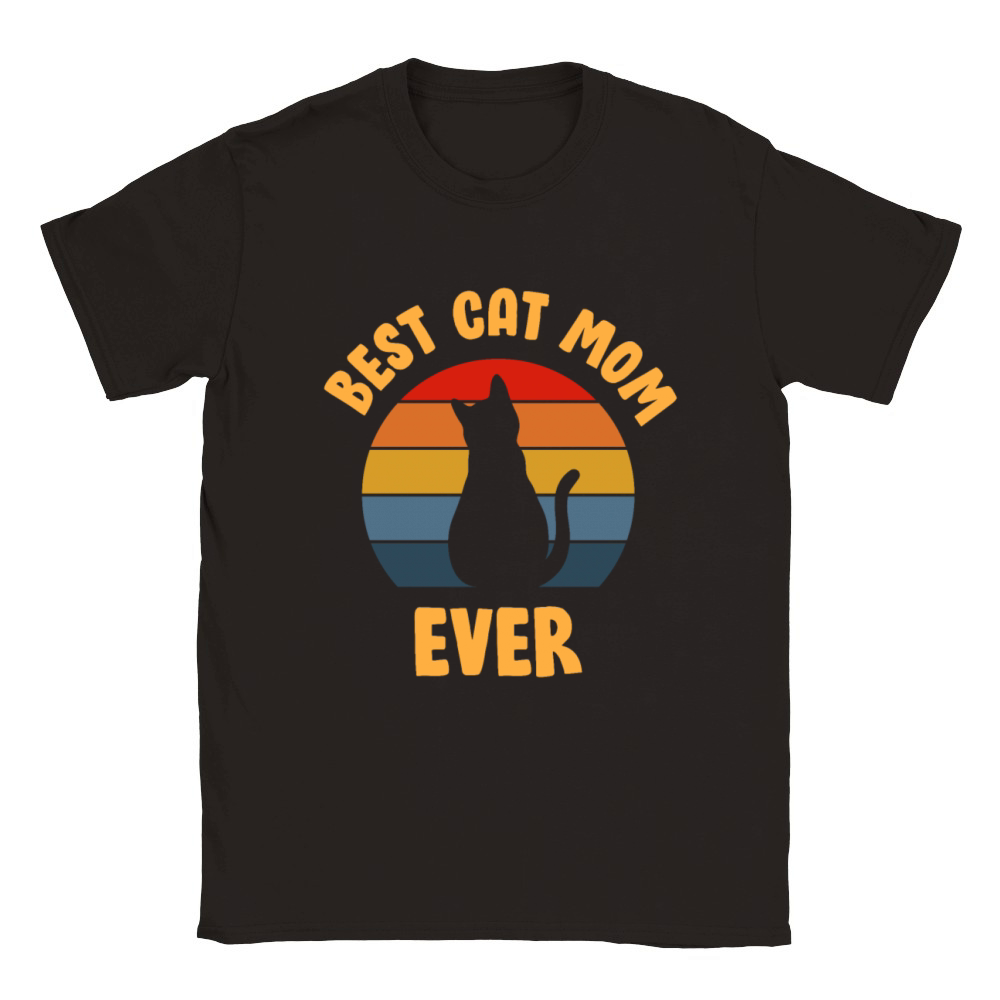 Best Cat Mom Ever Retro Funny Classic Kids Crewneck T-shirt