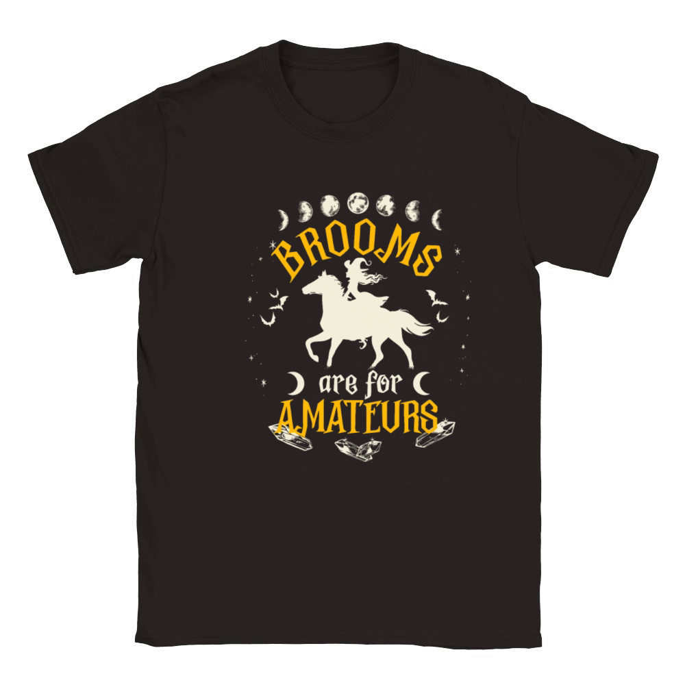 Brooms Are For Amateurs Halloween Horse Riding Classic Kids Crewneck T-shirt