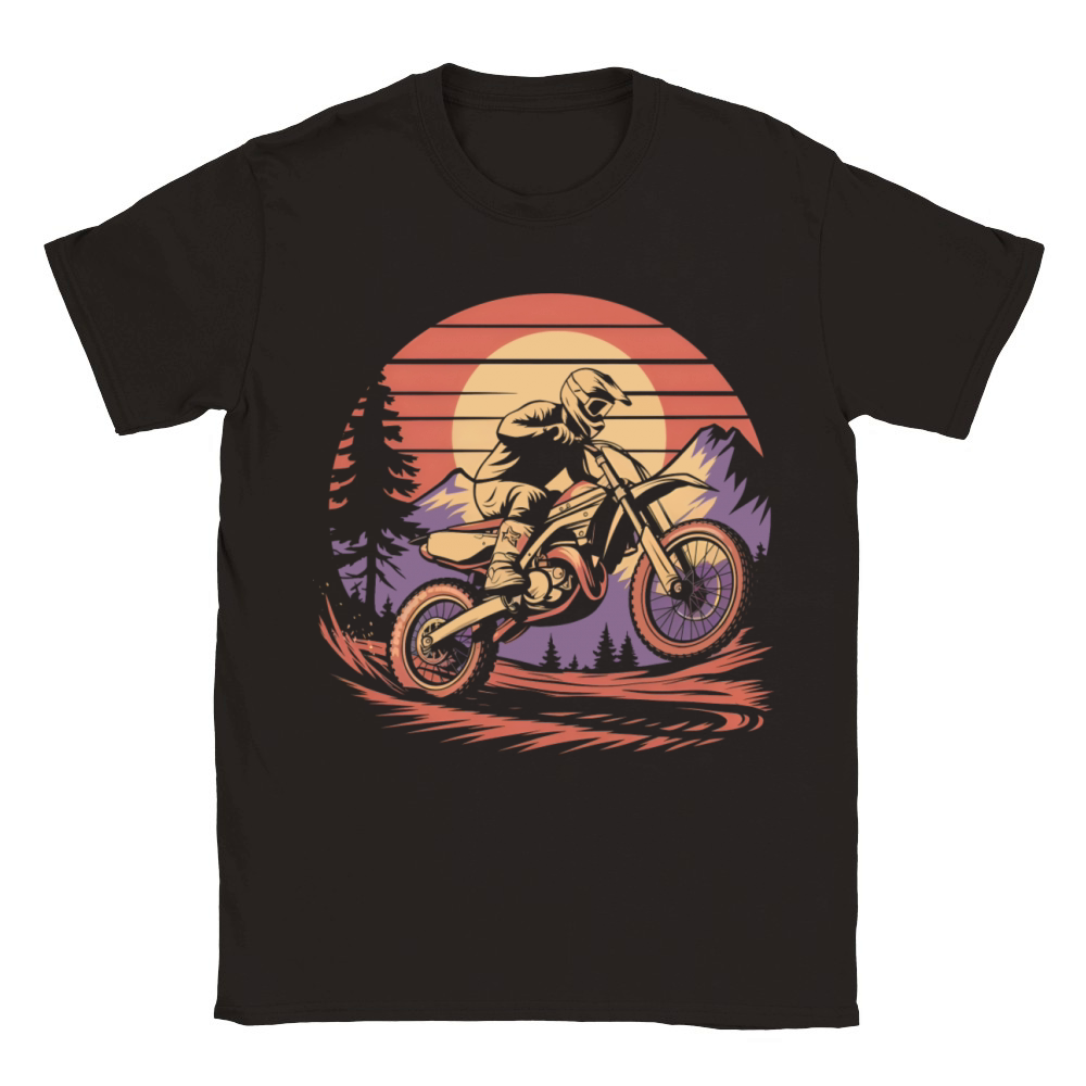 Retro Motorcycles Offroad Motorbike Classic Kids Crewneck T-shirt