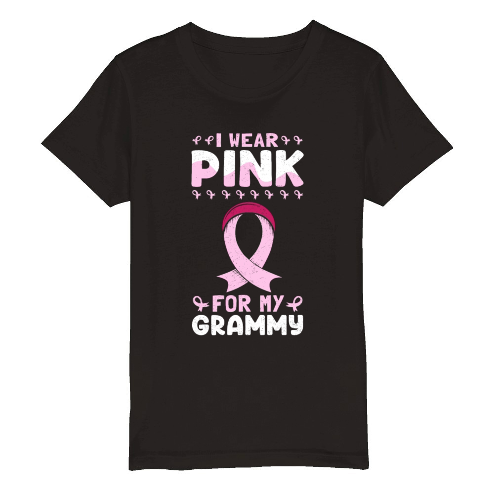I Wear Pink For My Grammy Breast Cancer Organic Kids Crewneck T-shirt