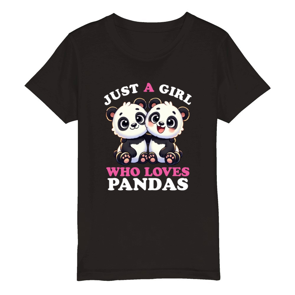 Just a Girl who Loves Pandas Women Panda Bear Organic Kids Crewneck T-shirt