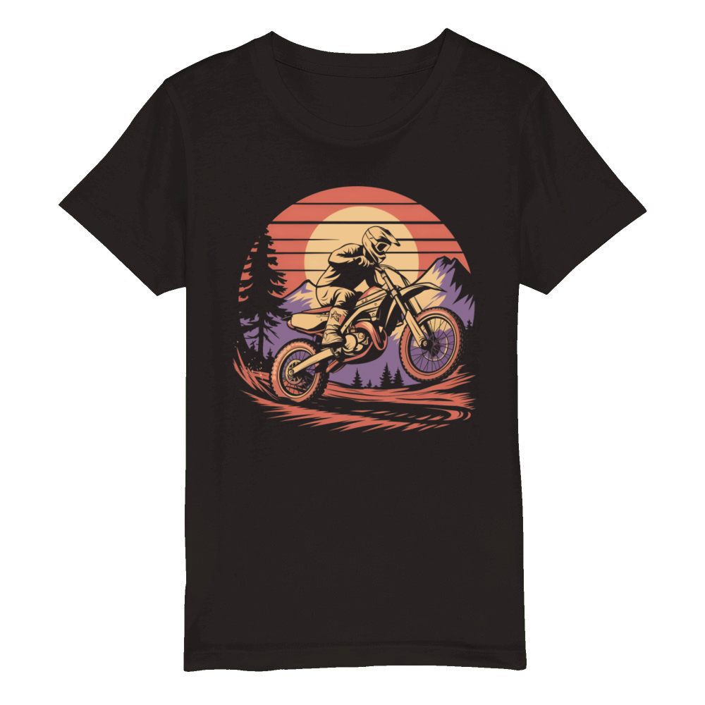 Retro Motorcycles Offroad Motorbike Organic Kids Crewneck T-shirt