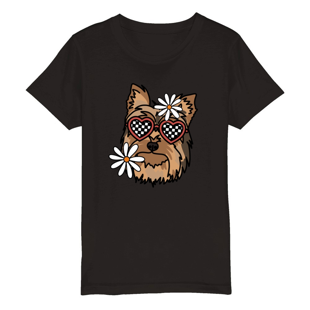Yorkshire Terrier Retro Dog Organic Kids Crewneck T-shirt