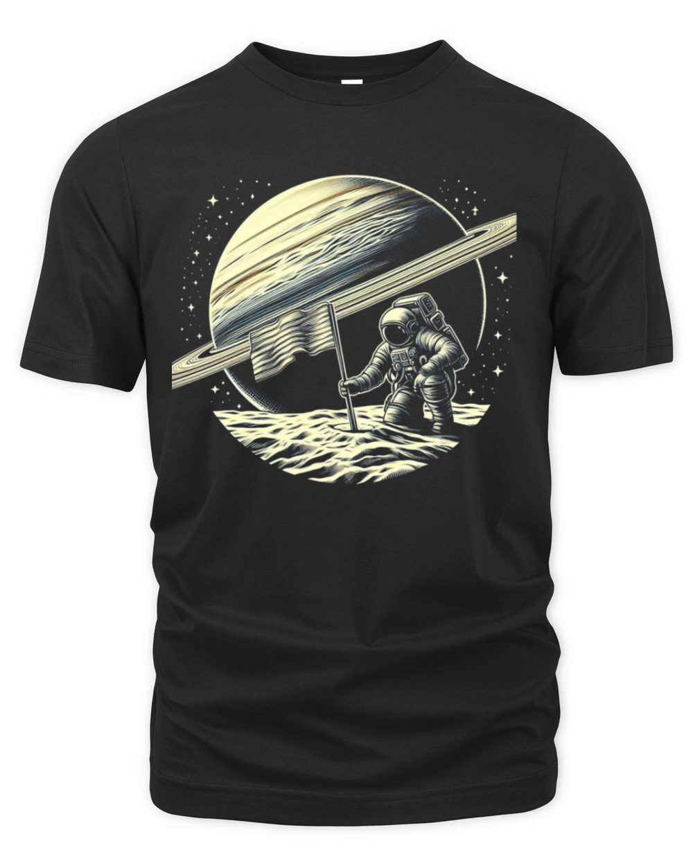 Retro Astronaut on Planet Space Adventure 6 Organic Unisex T-shirt
