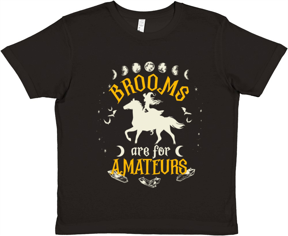 Brooms Are For Amateurs Halloween Horse Riding Premium Kids Crewneck T-shirt