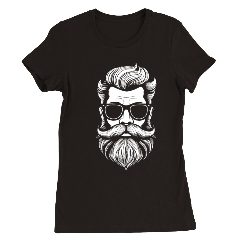 a Bearded and mustachioed mans face Premium Womens Crewneck T-shirt