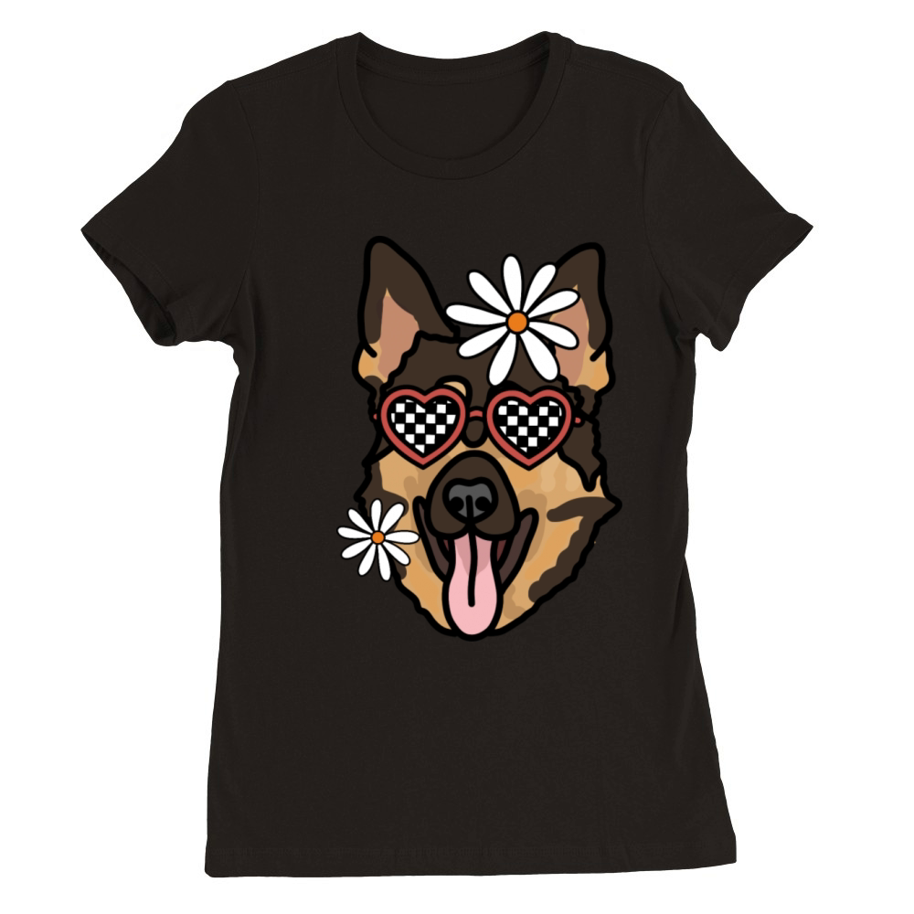 German Shepherd retro dog Premium Womens Crewneck T-shirt