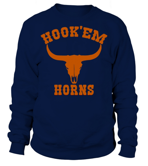 Hookem Horns State of Texas Bull Head Longhorn Sweatshirt Unisex