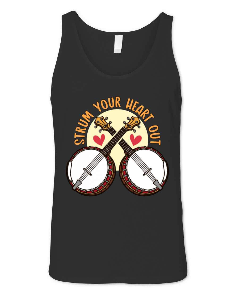 Bluegrass Music Strum Your Heart Out Banjo Player Unisex Jersey Tank