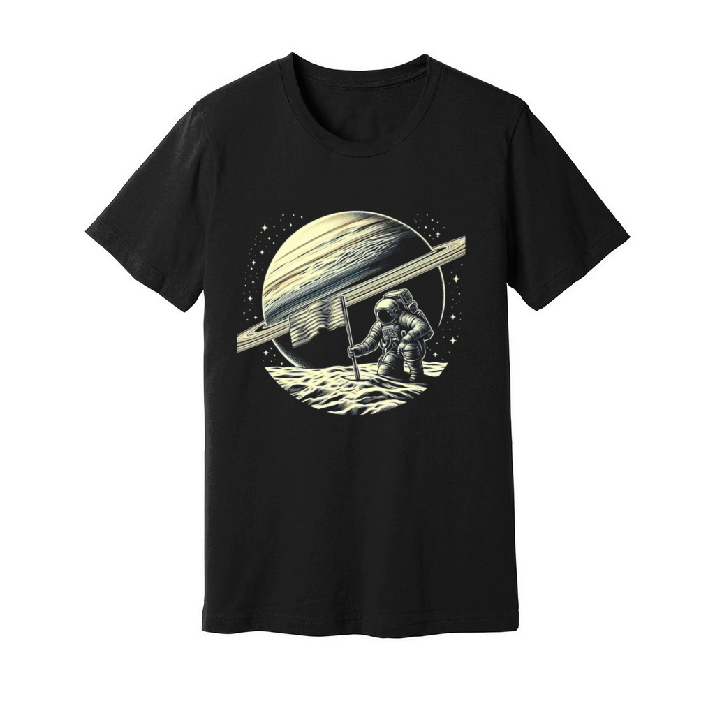 Retro Astronaut on Planet Space Adventure 6 Unisex Jersey Tee