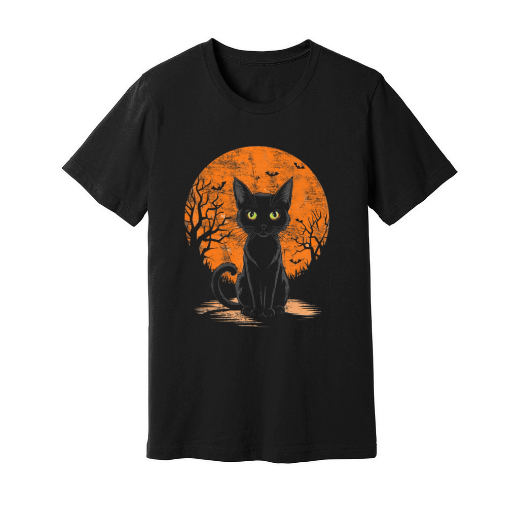 Vintage Scary Halloween Cat Costume Retro Unisex Jersey Tee