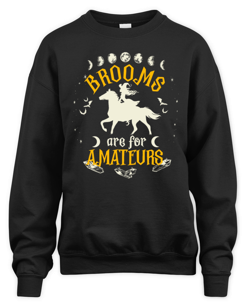 Brooms Are For Amateurs Halloween Horse Riding Unisex Premium Crewneck Sweatshirt