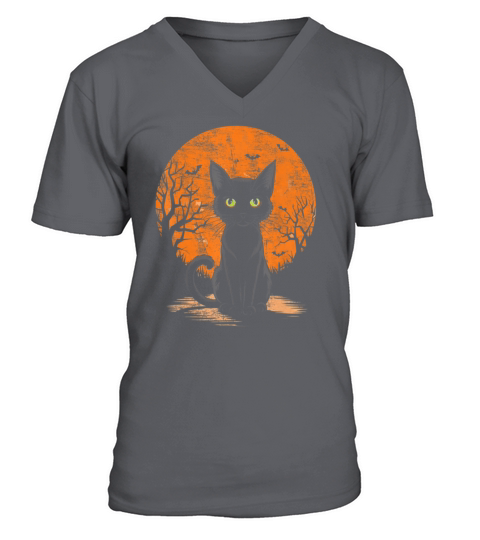 Vintage Scary Halloween Cat Costume Retro V-Neck T-shirt