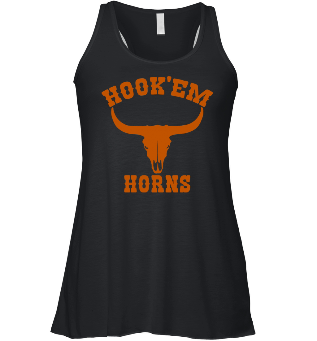 Hookem Horns State of Texas Bull Head Longhorn Women's Flowy Tank Top