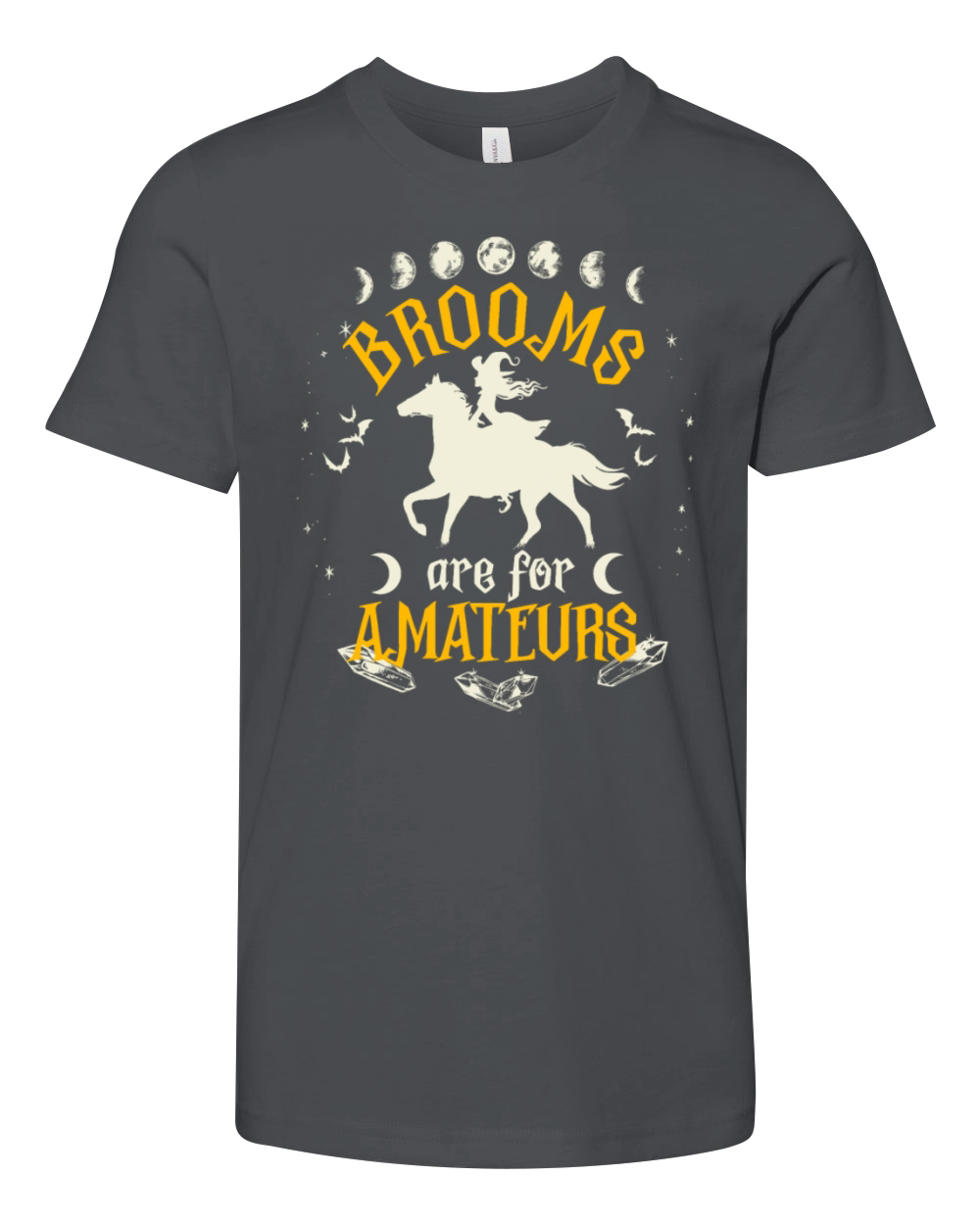 Brooms Are For Amateurs Halloween Horse Riding Youth Unisex Jersey Tee