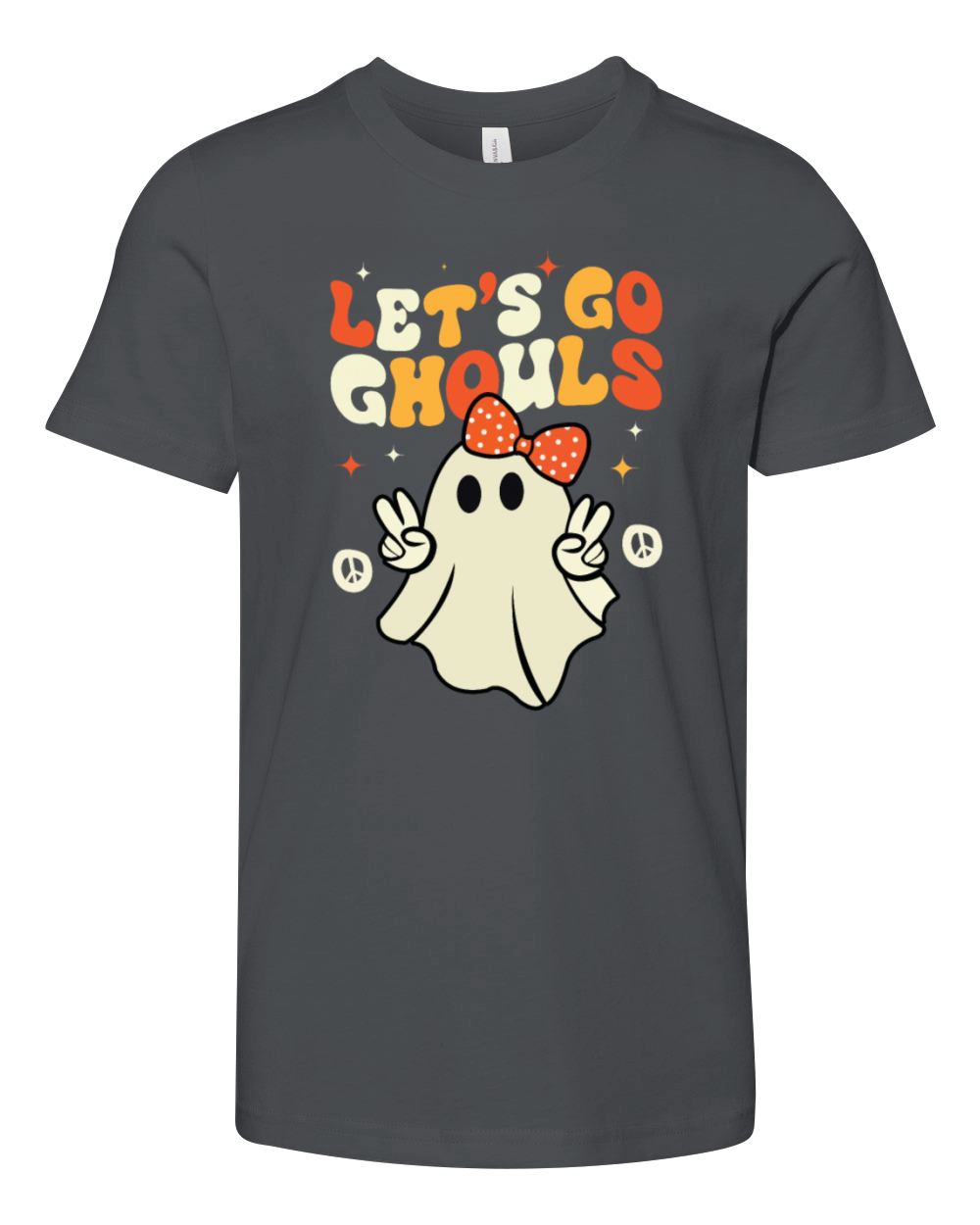 Halloween Lets Go Ghouls Ghost Retro Costume Youth Unisex Jersey Tee