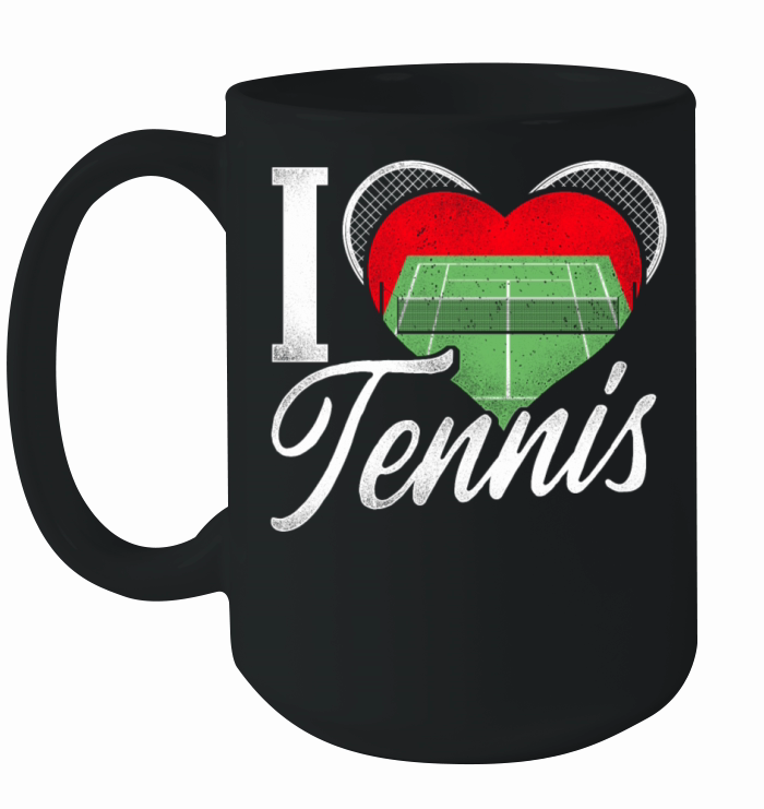 Funny Tennis Player Racket Heart I Ceramic Mug