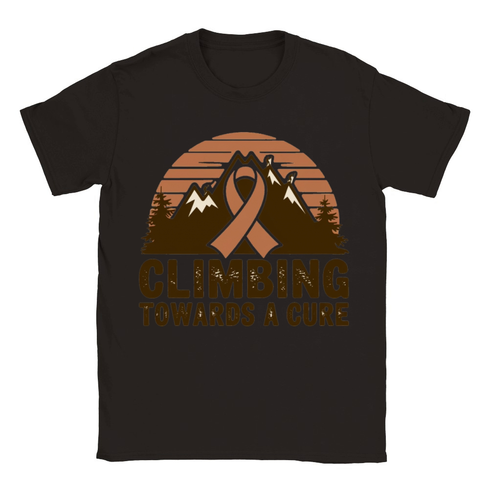 Mountain Climbing Cancer Awareness Retro Design Classic Kids Crewneck T-shirt