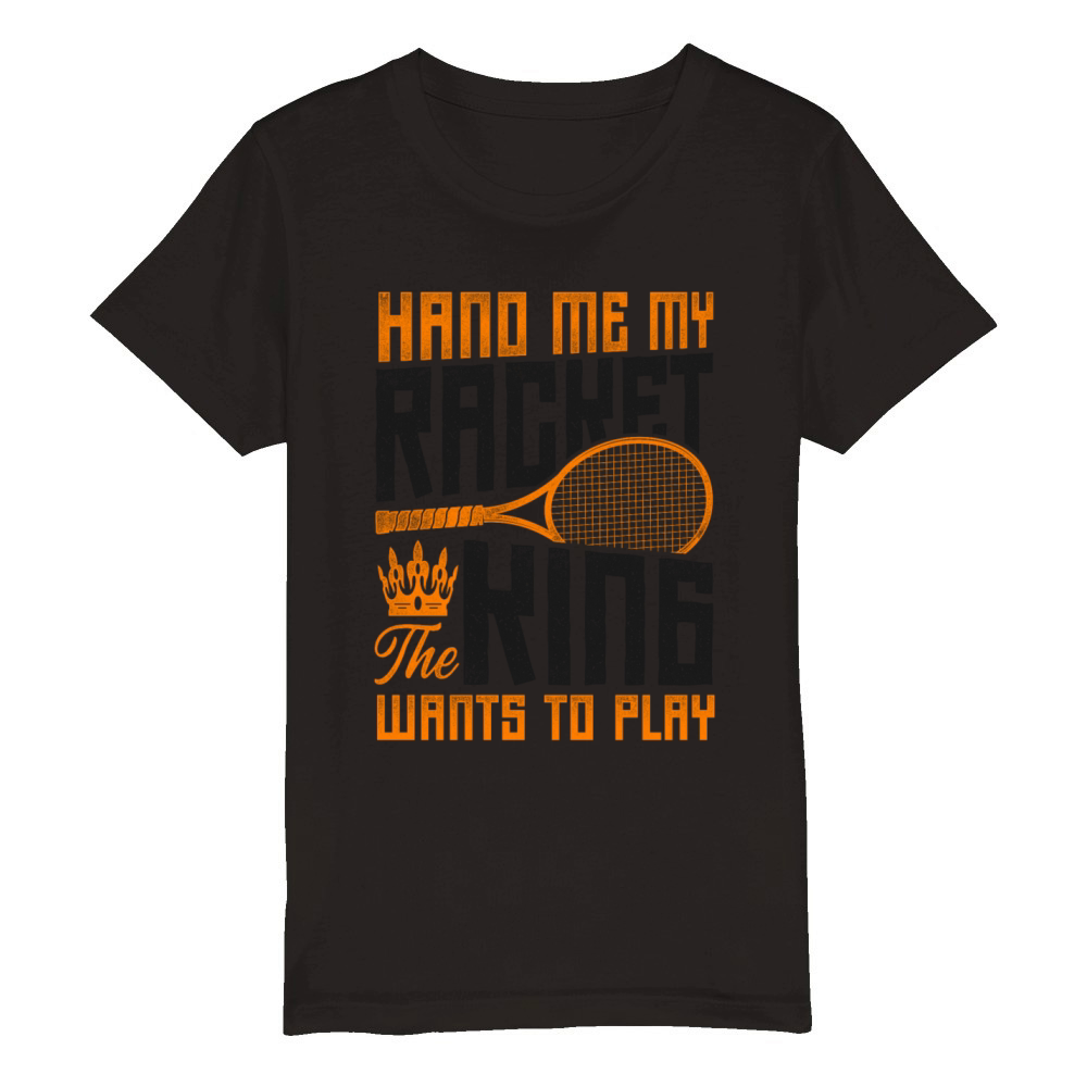 Funny Tennis Player Racket King Organic Kids Crewneck T-shirt