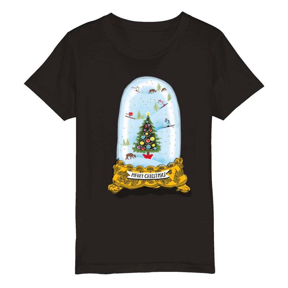 Xmas Snowglobe Organic Kids Crewneck T-shirt