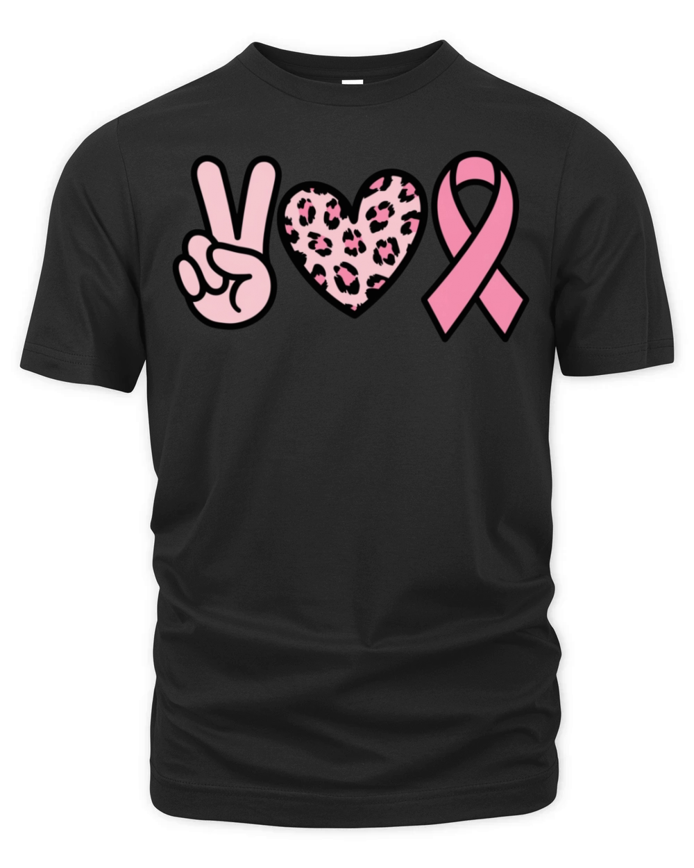 Peace Heart Pink Ribbon Cancer Support Organic Unisex T-shirt