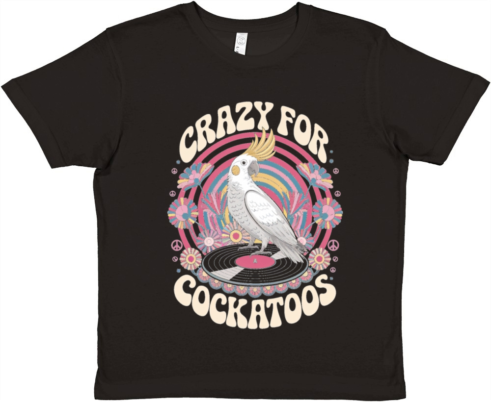 Crazy For Cockatoos Vintage Vibe Art Premium Kids Crewneck T-shirt