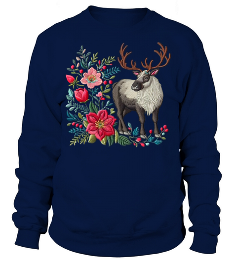Charming Caribou with Floral Ornaments Sweatshirt Unisex