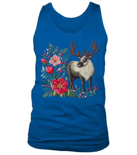 Charming Caribou with Floral Ornaments Tank Top Unisex