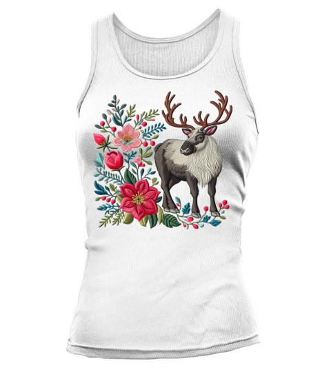 Charming Caribou with Floral Ornaments Tank top Woman