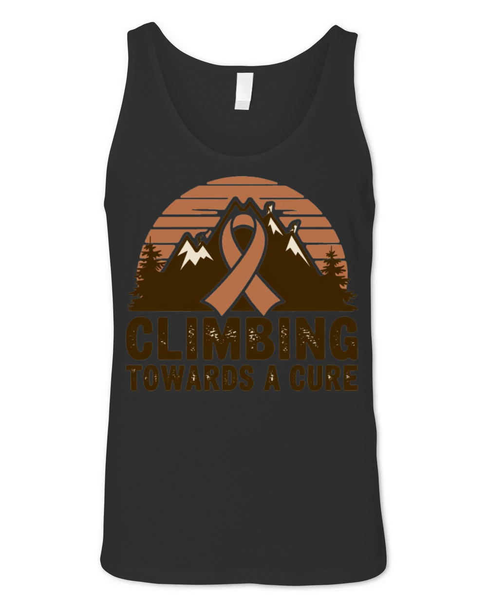 Mountain Climbing Cancer Awareness Retro Design Unisex Jersey Tank