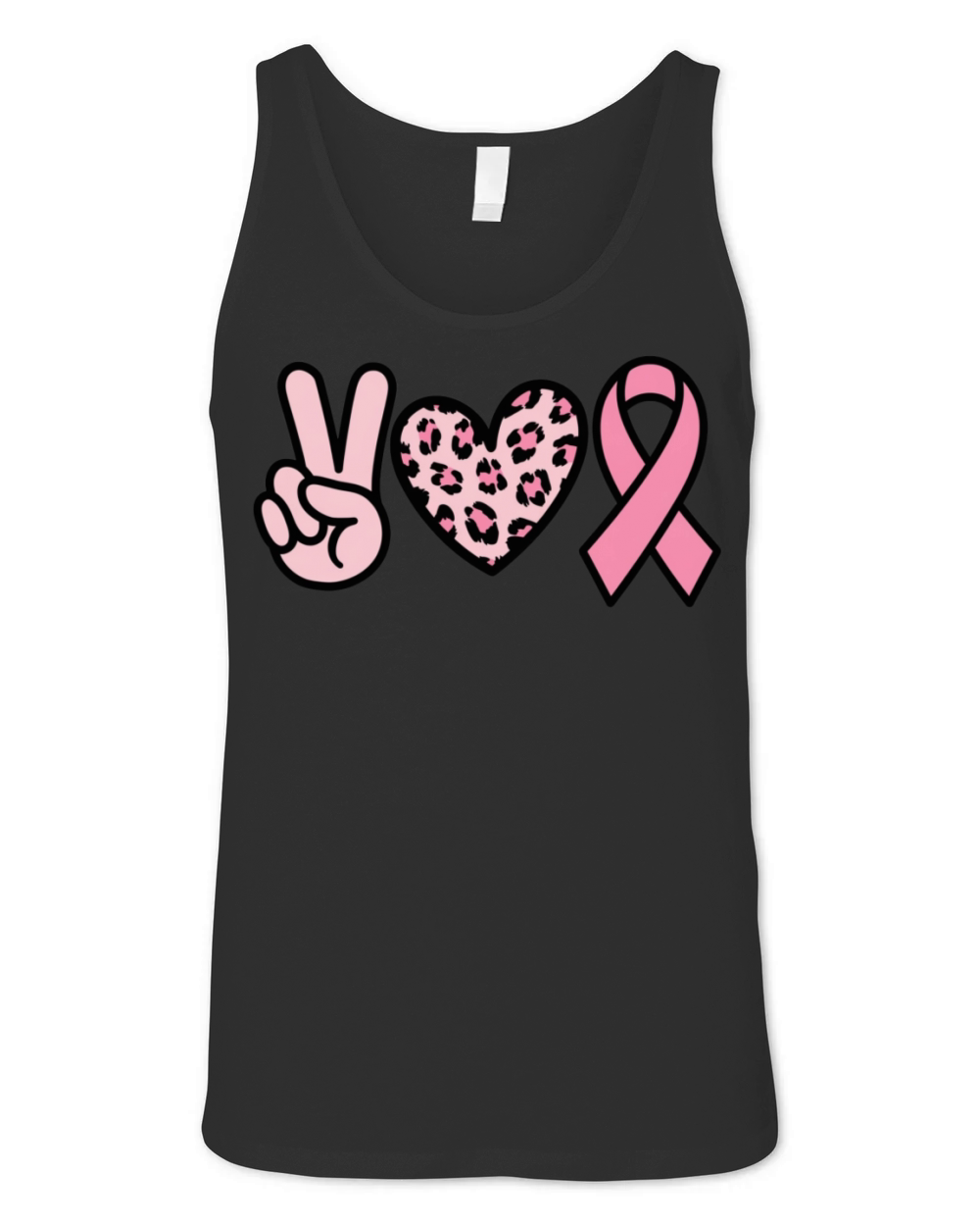 Peace Heart Pink Ribbon Cancer Support Unisex Jersey Tank