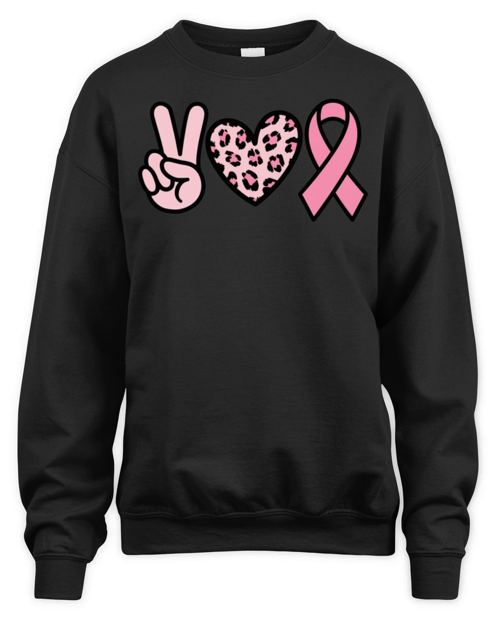 Peace Heart Pink Ribbon Cancer Support Unisex Premium Crewneck Sweatshirt