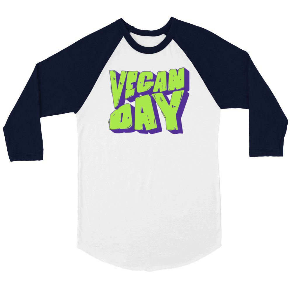 Celebrate World Vegan Day Unisex ¾ sleeve Raglan T-shirt