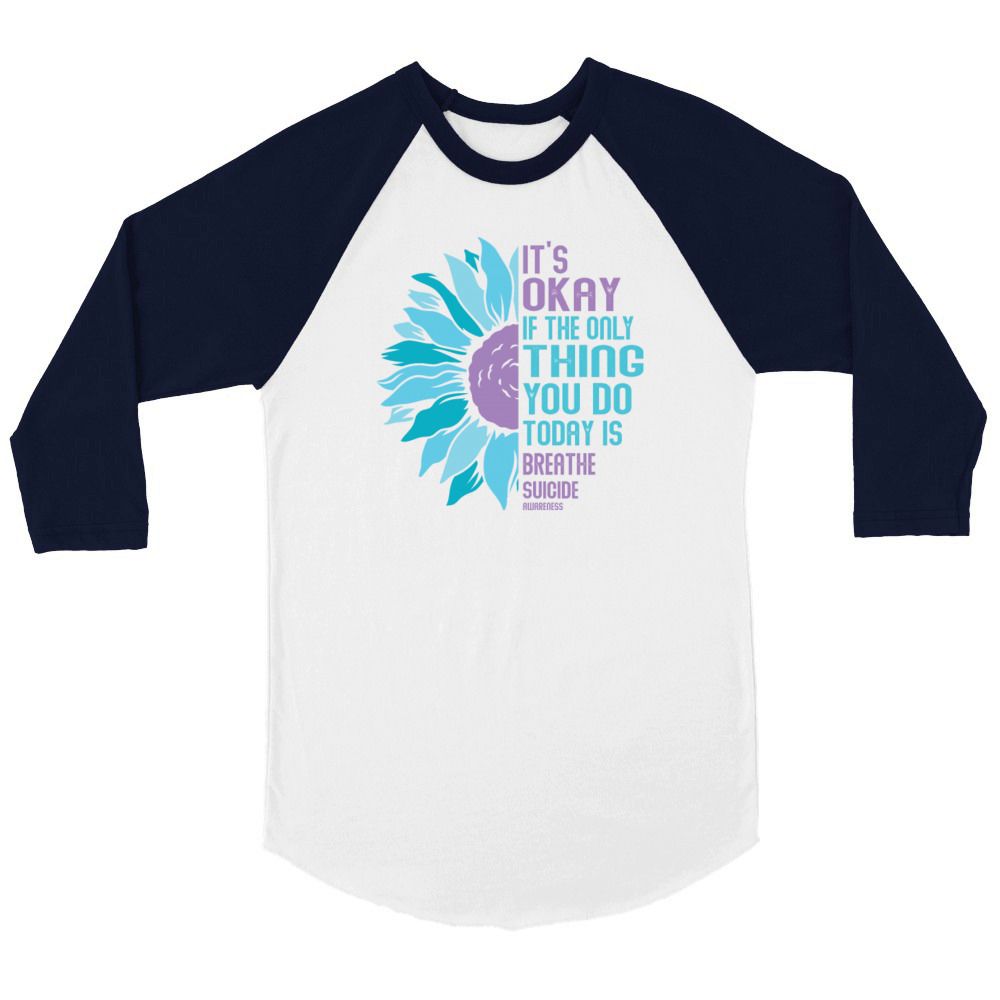 Mental Health Warrior Purple and Teal Unisex ¾ sleeve Raglan T-shirt